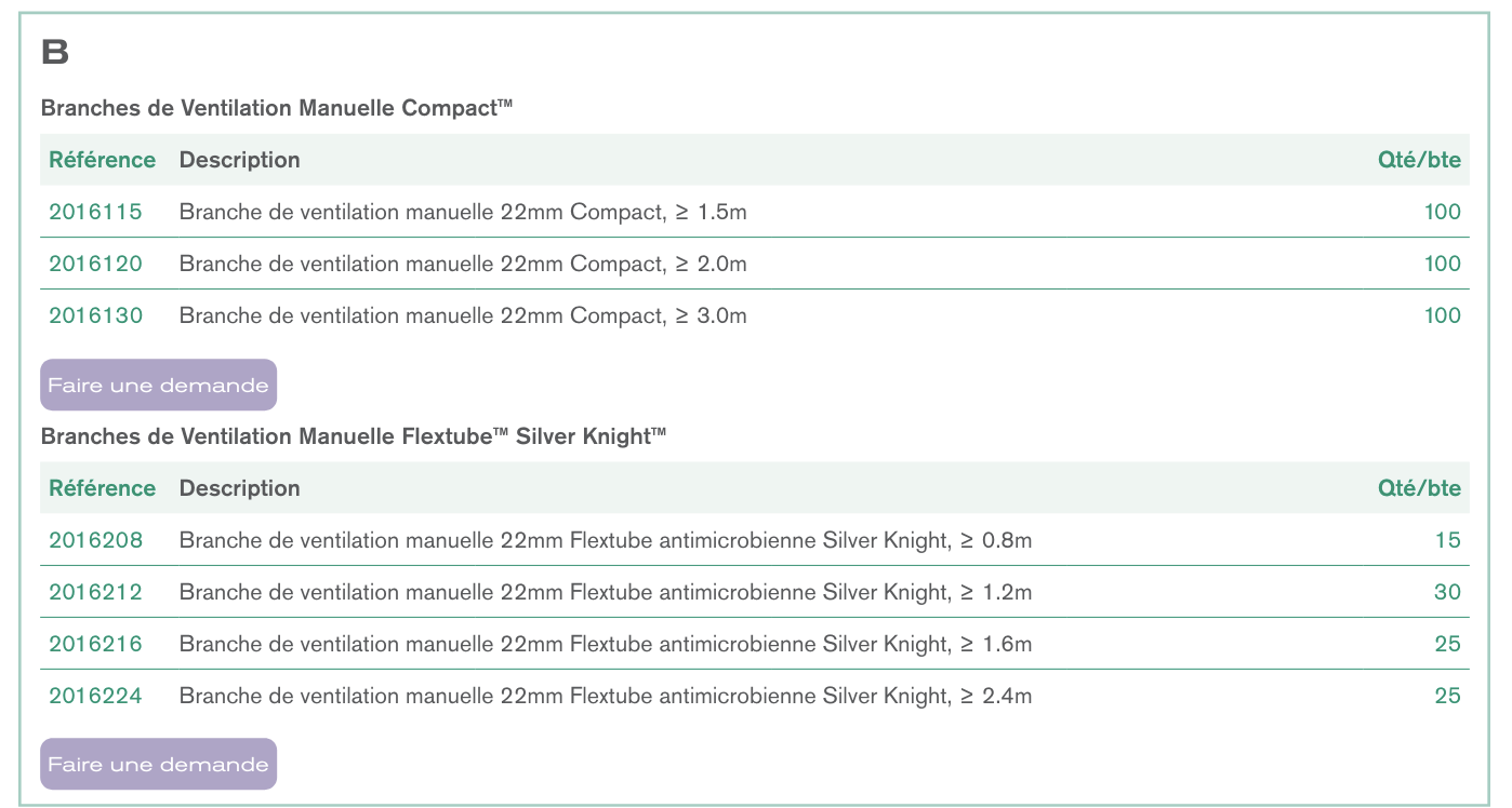 Circuits respiratoires d'anésthésie - Branches Flextube™ Modulaires Silver Knight™